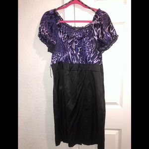 Purple leopard black dress